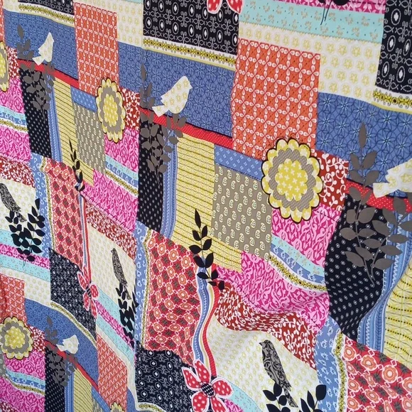 Handmade Patchwork Inspired Curtains - Country Bohemian Print - 53" x 40" - Picture 2 of 6